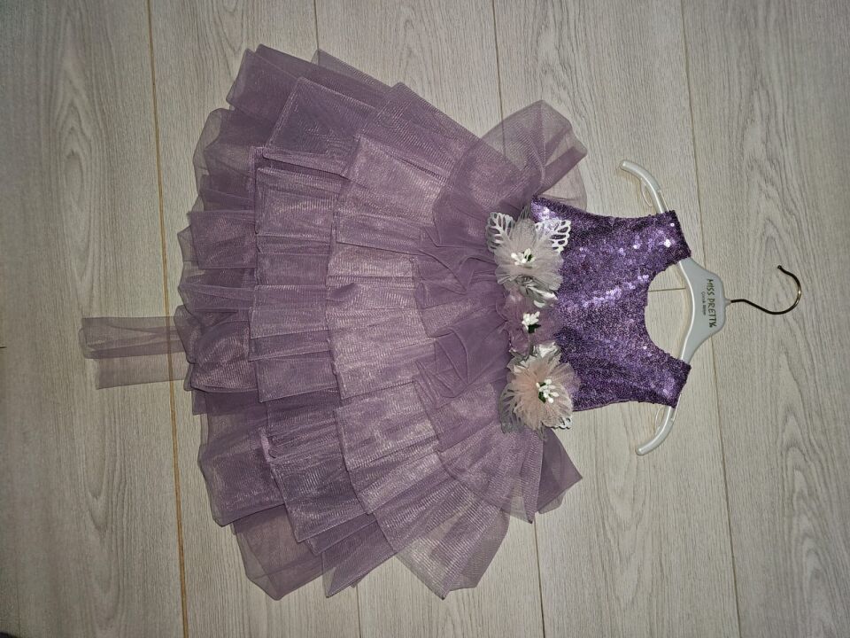 Kız Çocuk Mor Tül Elbise