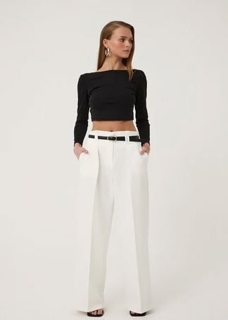 Kemer Detaylı Pantolon - EKRU