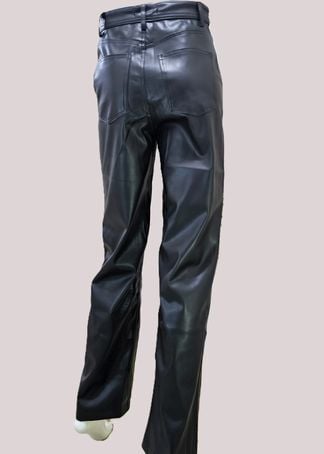 STRAIGHT FIT DERİ PANTOLON SİYAH