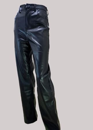 STRAIGHT FIT DERİ PANTOLON SİYAH