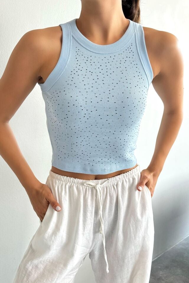 Halter Yaka Taşlı Atlet