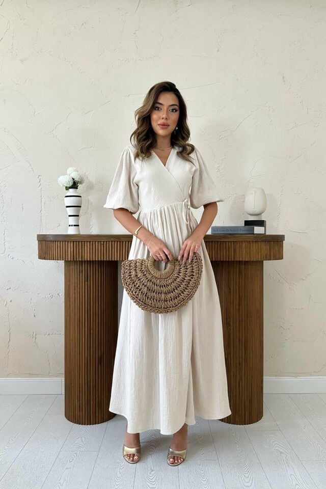 Muslin Kumaş Uzun Elbise