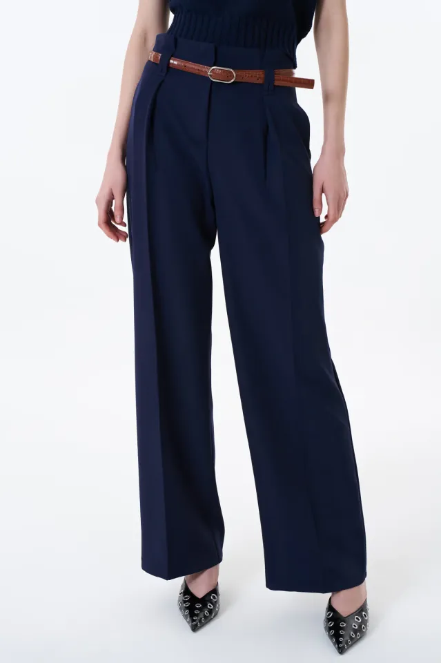 Kemer Detaylı Pantolon - LACİVERT